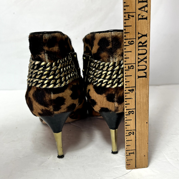Brian Atwood Boots Womens 7.5M Leopard Print Calf Hair Pointed Toe Kitten Heel - Picture 12 of 13